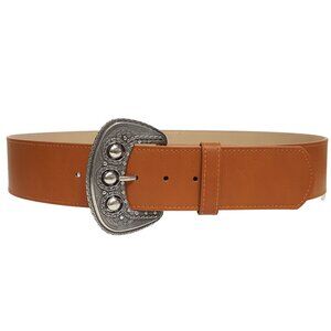 Wide Width Belt with Antique Silver Western Buckle